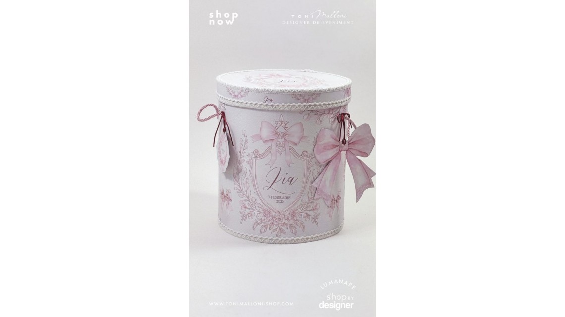 Trusou botez Pink Bows alb murdar, roz pudră și burgundy 3